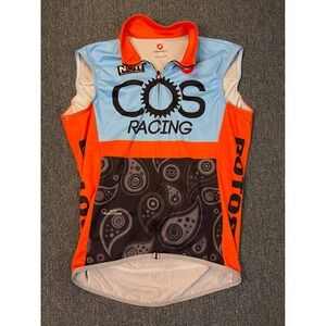 Castelli COS Racing Gore Windstopper Cycling Vest Mens Large Blue Orange Paisley